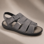 Sandale bărbătești gri din piele naturală cu închidere velcro și talpă confortabilă GKR47GB